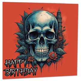 Skull Happy birthday Card - Fantasy Gothic Greeting Card 145 x 145mm