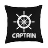 Funny Boat Captain Cool Ship's Wheel Boating Sailing Throw Pillow