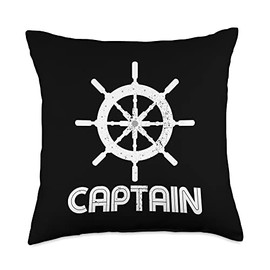 Funny Boat Captain Cool Ship's Wheel Boating Sailing Throw Pillow