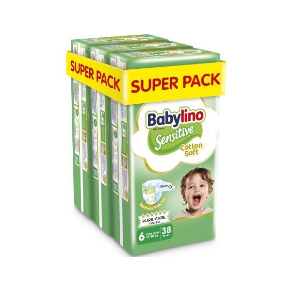 Babylino Sensitive Cotton Soft No6 (13-18 Kg) Super Pack 3x38, 114pcs (3x5201263826108)