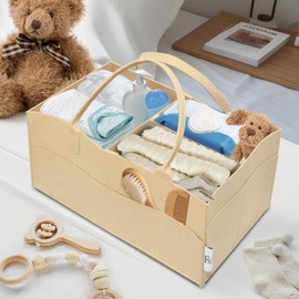 FABIEN SIEFFERT,Baby Diaper Caddy Organizer,Nursery Storage Bin and Car Organizer for Diapers and Baby Wipes, Newborn Essentials Must Haves,super large，Gray