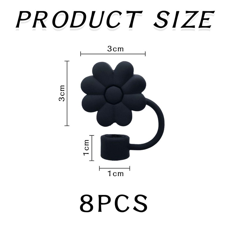 Pack of 8 Chrysanthemum Shaped Straw Caps, Straw Dust Plugs,