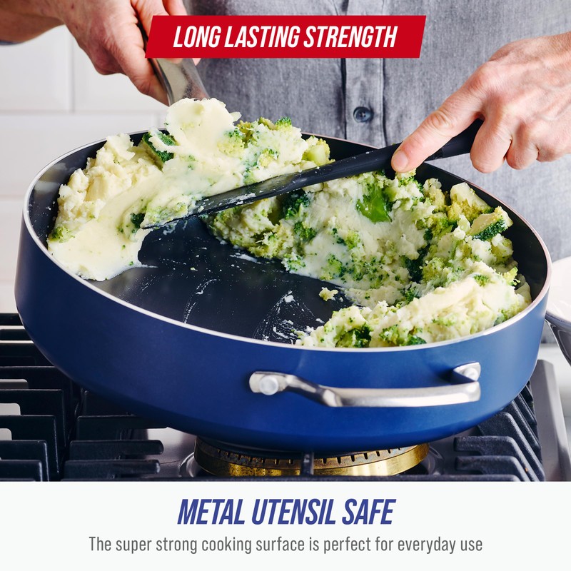 Blue Diamond 5QT Saute Pan with Lid, Non Toxic PFAS-Free
