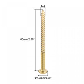 uxcell Wood Screws M4 x 60mm Slotted Round Head Brass Self-Tapping Screw 20 Pcs