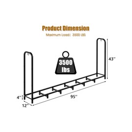 Gtongoko 8ft Heavy Duty Metal Firewood Rack Outdoor Indoor Adjustable Fire Wood Holder Rack for Fireplace, Log Racks for Firewood Outdoor, Wood Pile Storage Organizer, Black