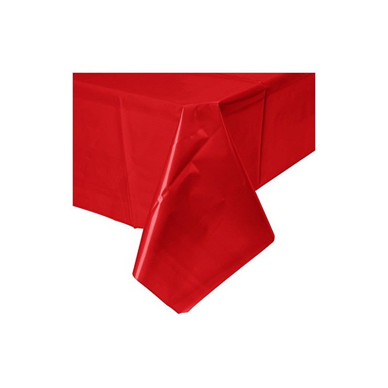 2 Plastic Rectangular Tablecloths 54"X 108" Table Cover - Red