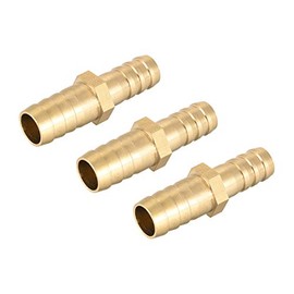 sourcing map Straight Brass Barb Fitting Reducer, Fit Hose ID 12mm to 10mm 3pcs