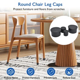BOPOREAE 4 Pcs 2" Round Rubber Chair Leg Caps, PVC Table Leg Covers, Flexible & Anti-Slip Furniture Leg End Caps, Chair Leg Floor Protectors for Bar Stool Leg Patio Indoor, Black
