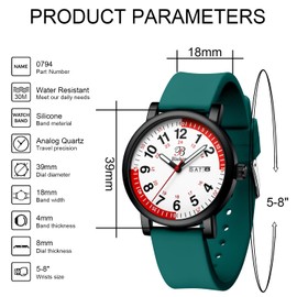 Blekon Pulsometer Nurse Watch with Secondhand – Scrub Matching Band Colors for Medical Professionals – Super Easy to Read Dial w/Day and Date Indicator, Waterproof Watch