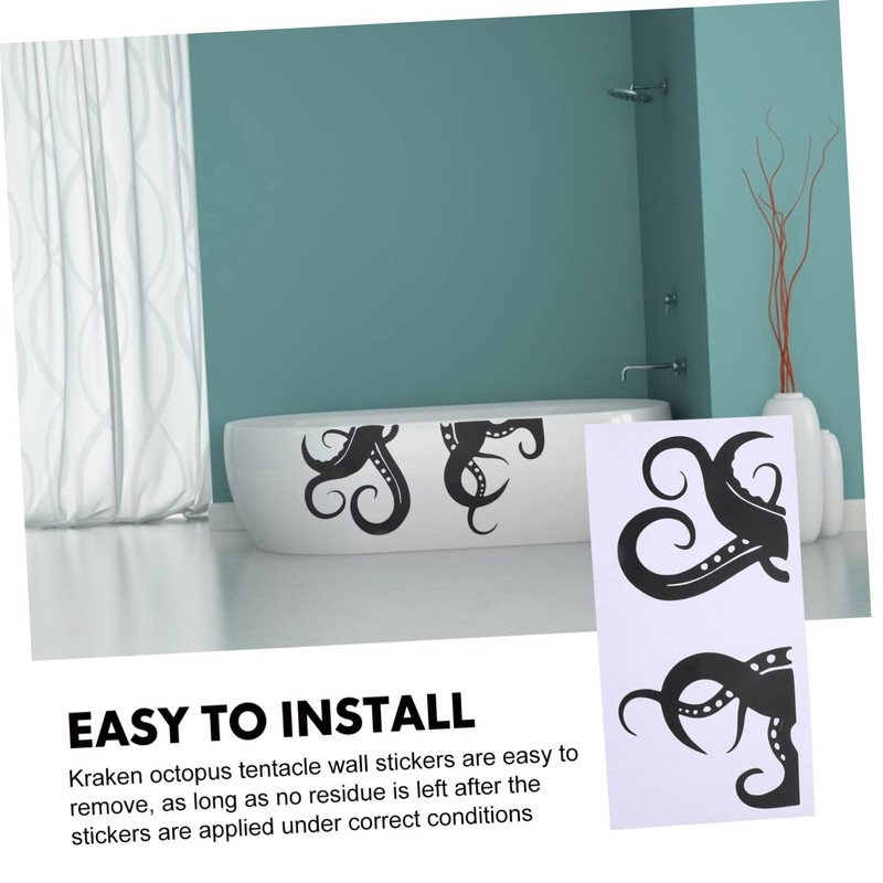 TOVINANNA 4sheets Octopus Wall Stickers Funny Toilet Decor for Bathroom