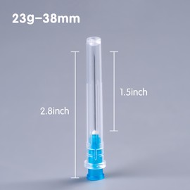 100 Pack 23 Gauge 1.5 inch Disposable Needles with Caps for Industrial Dispensing and Scientific Lab Individually Wrapped