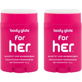 Body Glide "For Her" Anti-Wound Rubbing Stick - Effective Protection Against Wounds and Blisters With Nourishing Coconut and Almond Oil (Economy Pack 2 x 42g)