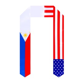 NQRSBUI American And Philippines Country Flag Graduation Stole Sash International Study Abroad, Adult Unisex Graduation Gifts