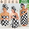 Fanfanwin 2 Pcs Checkered Bath Shower Wrap with Hair Towel,