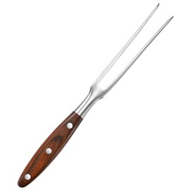 Large Meat Fork with Wood Handle,11.6 Inch Stainless Steel Two Prong Serving Fork for Meat Cooking,Kitcen,Barbecue,Chicken Turkey Beef,Red