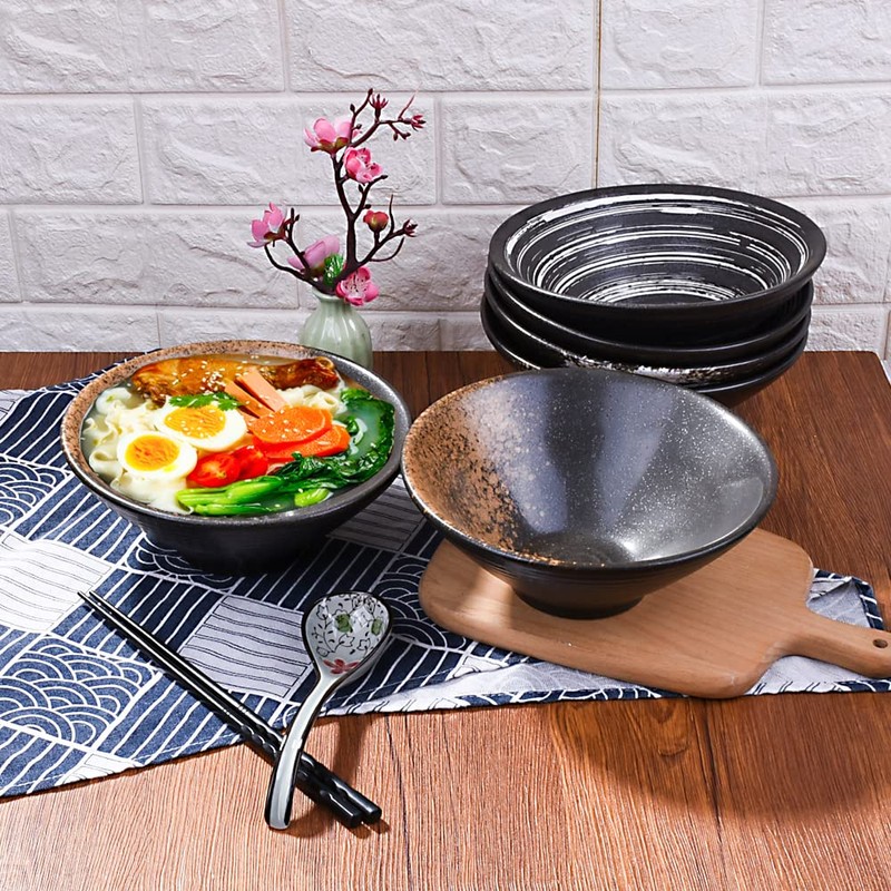 Cerficer 32 Oz Japanese Ramen Bowl Set of 2 Ceramic