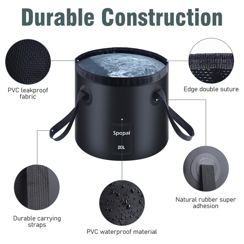 Spopal Collapsible Bucket [Large Capacity 20L= 5 Litre] Portable Folding