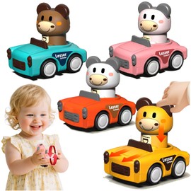 SUPVIB Press to Go Car Toys for Toddlers 1-3, Animal Baby Car Toys, Gifts for One Year Old Boys, Infant Play Vehicle Set for 6-9-12-18 Months, 1st Birthday Gifts for 1-2 Years Old Boy Girl(Colorful)