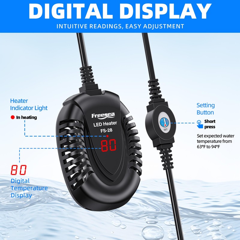 FREESEA Aquarium Fish Tank Heater: 75W Small Submersible Turtle Heater