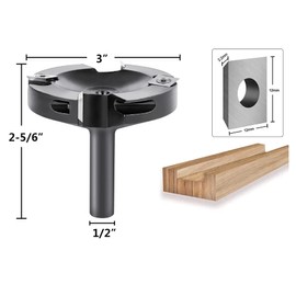 SpeTool CNC Spoilboard Surfacing Router Bit,1/2 Inch Shank 3 Inch Cutting Diameter, 2+2 Carbide Insert Slab Flattening Router Planer Bit for Woodworking Mill Planing