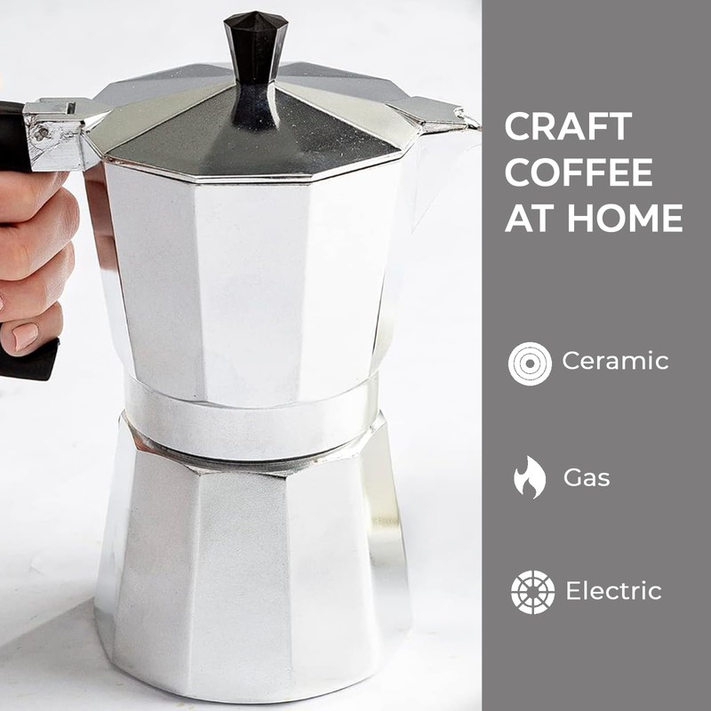 9 Cup Espresso Coffee Maker – Durable Aluminum, Fast Brewing,