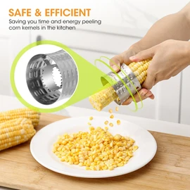 Corn Cob Stripper Tool, Corn Peeler for Corn on The Cob Remover, Corn Cutter to Cut Corn Off The Cob (Silver, One Size)
