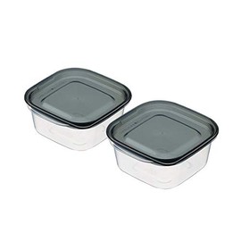 Rakuchin Pack Storage Containers, Square Capacity, 9.1 fl oz (270 ml), Clear Black, Pack of 2