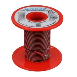 BNTECHGO 30 Gauge Silicone Wire Spool Red And Black Each 25ft 2 Separate Wires Flexible 30 AWG Stranded Copper Wire