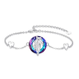 PARYFO Horse Bracelet for Girls 925 Sterling Silver Crystal Charm Horse Bracelet Adjustable Horse Jewellery Gifts for Women Girls Children, Sterling Silver