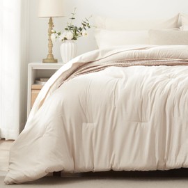 UNILIBRA King Comforter Set 7 Pieces - Beige Bed in a Bag King Size Soft for All Seasons - Cationic Dyeing Bedding Comforter Sets with Comforter, Flat Sheet, Fitted Sheet, Pillowcases & Shams