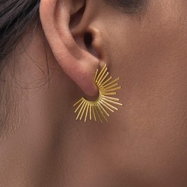 Statement Earrings, Sterling Silver Stud Earrings, Spike Earrings, Unusual Earrings, Minimalist Stud Earrings, Hypoallergenic Earrings (Silver Gold-Plated)