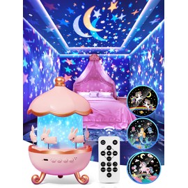 Star Projector for Kids Toys,15 Films Star Lights for Ceiling Projector +15 Sleep Sounds Machine Baby Night Lamp,Remote Timer Cute Pink Nursery Lamp,Exquisite Gifts for Kids Baby Girl Gifts