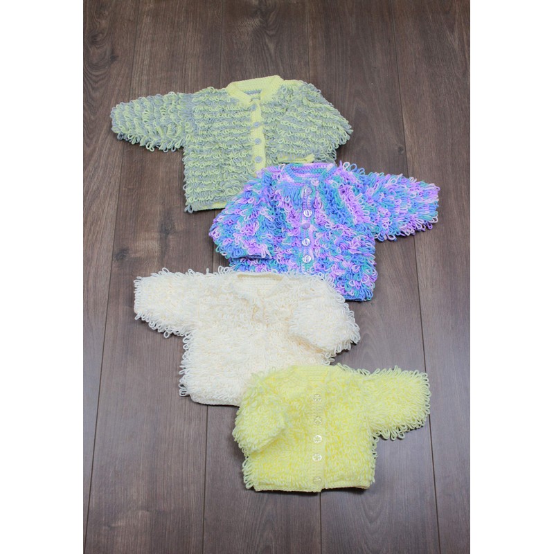 Crochet Pattern for Babies Loopy Cardigan, Babies Double Knitting Crochet