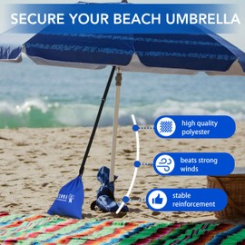 AMMSUN Beach Umbrella Sand Bag Umbrellas Anchor Weight Bags Anchor for Heavy Duty High Wind Resistant Beach Shade Tent Outdoor Canopies Windproof Portable Safe Stand Holder Universal Fit