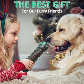HETOO Dog Chew Toys Indestructible Dog Toys for Large Medium Breed Durable Rubber Squeaky Dog Toy for Aggressive Chewers Tough Strong Bone Dog Toy Outdoor Interactive Dog Toys Birthday Gifts Mix Green