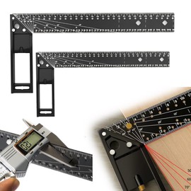 Right Angle Ruler, Carpenter Multi-Angle Measuring Ruler, Aluminum Alloy, 45/90 Degree Multi-Function Right Angle Ruler, Universal Combination Angle, Measuring Layout Tool, T-Rule, Fixing, Ruler, DIY,