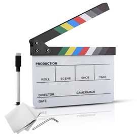 Acrylic Director Clapper Board for Filming 30cm x 24.5cm Easily wipeable Quality Plastic Clapperboard for Home Movies Party Decorations, Movie Theater Decor, TV Shows, Film Developing Kit & Directors