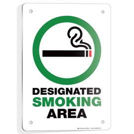 iSYFIX Designated Smoking Area - 1 Pack 7x10 Inch - 100% Rust Free .040 Aluminum Signs, Laminated for Ultimate UV, Weather, Scratch, Water and Fade Resistance, Indoor and Outdoor, Signs for Exterior.