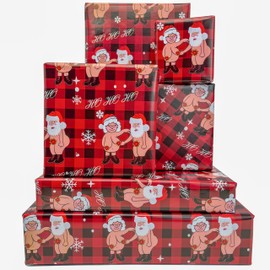 Vnaaem Funny Christmas Wrapping Paper for Women Girls Boys Men - Naughty Santa Wrapping Paper Inappropriate Gift Wrap for Winter Birthday Holiday - 20 X 28 Inches (6 Folded Sheet)