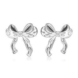Gold Sliver Bow Earrings for Women Cute Ribbon Earrings Gold Silver Bow Knot Earring Bow Stud Earrings Birthday Party Jewelry for Women