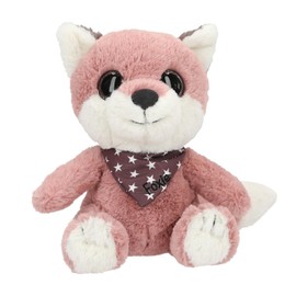 Depesche 13430 Snukis Cuddly Toy Fox in Pink/White with Pointed Ears, Approx. 18 cm Plush Toy with Star Scarf