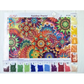 Rainbow Fractal Bead Embroidery Kits Abstract Beaded Cross Stitch Kits Beading Pattern Needlework Partial Embroidery Handcraft Tapestry kit