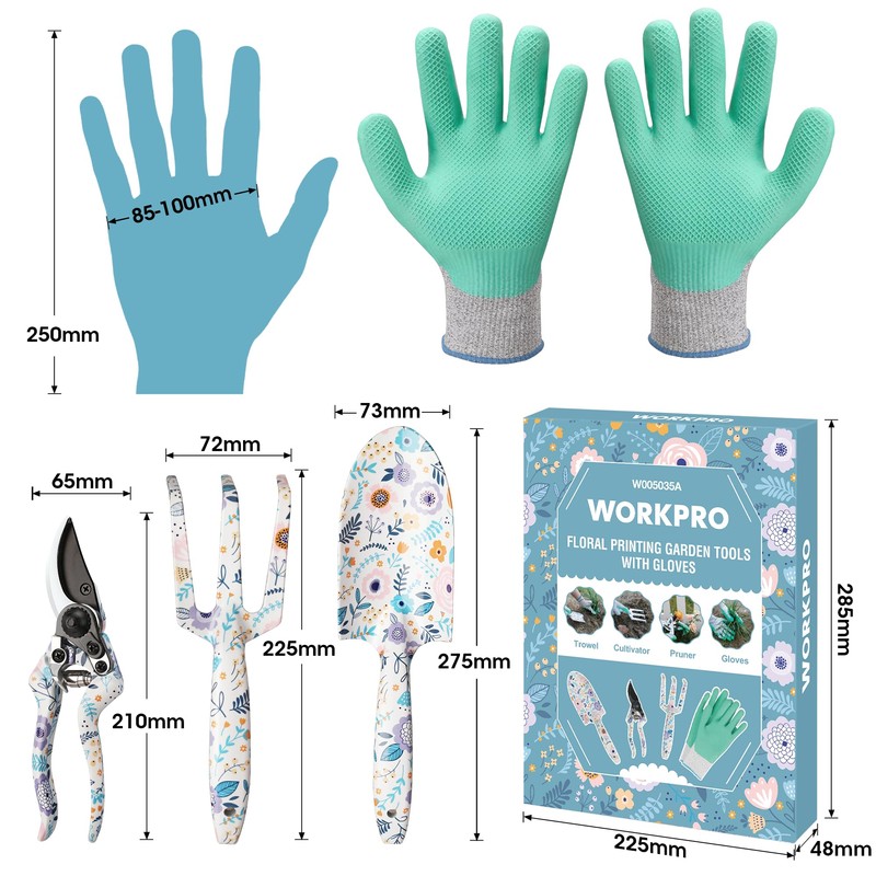 WORKPRO 4 Piece Garden Tools Set, Stainless Steel Hand Tools