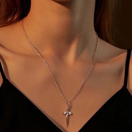 TseenYi Cross Necklace Vintage Gold Crucifix Necklace Boho Cross Dangle Necklace Long Cross Pendant Necklace Chain Jewelry for Women and Girls