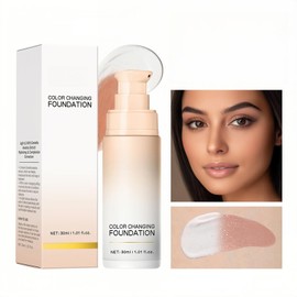 MAEPEOR Color Changing Foundation 4 Colors Lightweight Non-Greasy Hydrating Color Correcting CC Cream with Centella, Skin Corrector Foundation for Dull Skin Tone (04 White)