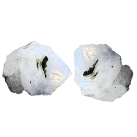 Rainbow Moonstone Raw Crystals Rough Gemstones with Authenticity Card, Velvet Pouch Raw Stones for Tumbling, Cabbing, Polishing, Cutting Natural Healing Crystals for Home Decor, DIY Stones