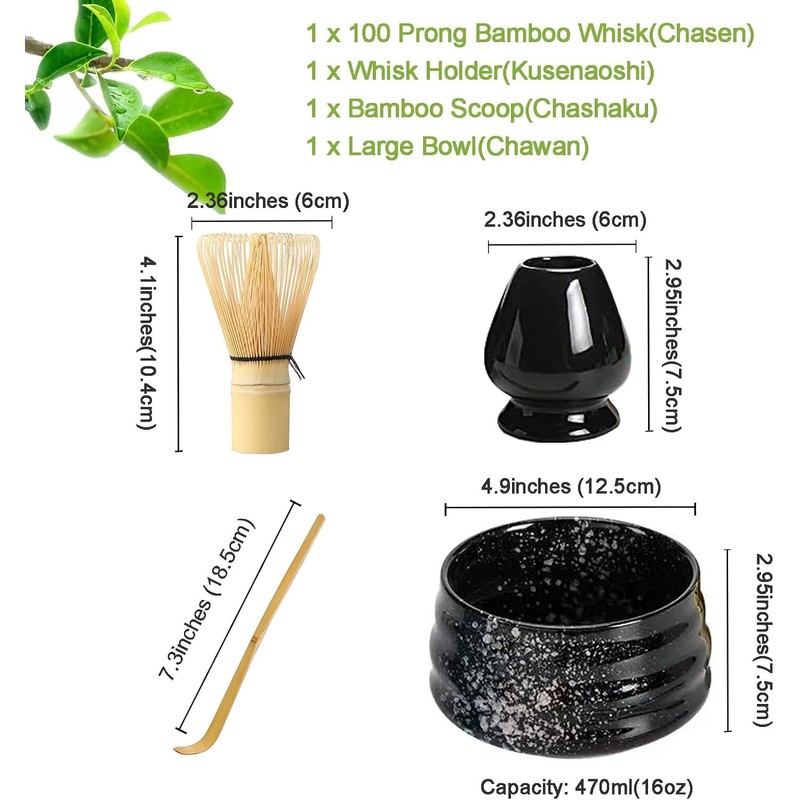 METOY Matcha Whisk Set, 4pcs Japanese Tea Set,Matcha Whisk,Traditional Scoop,