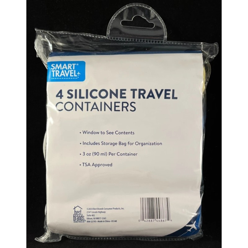 Smart Travel - 4 Silicone Travel Containers - 3 oz