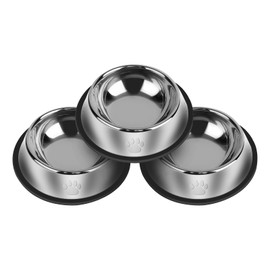 3Pcs Stainless Steel Dog Bowls Set with Dog Paw Pattern- Non-Slip Food and Water Bowl 13 Oz - Dishwasher-Safe, Rust Resistant Metal Pet Bowls for Small/Medium/Large Sized Pets