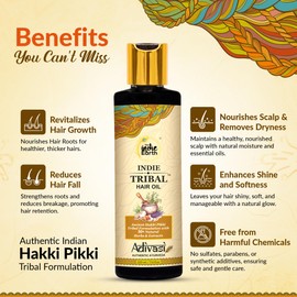 Indie Tribal (Adivasi) Hair Oil By The Indie Earth Based on Hakki Pikki Tribe’s Hair Care Formula with 50+ potent ingredients including Moringa, Bhringraj, Hibiscus, Heena, Blackseed & Rosemary Oil